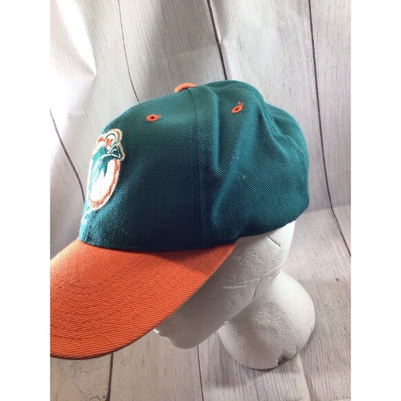 Vintage Miami Dolphins Two Tone Snapback Orange and Teal 1970s Logo Hat NFL - Picture 4 of 13